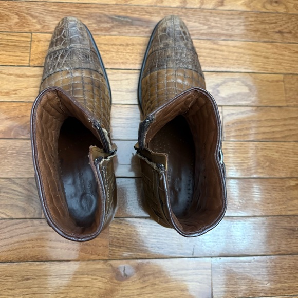 BELVEDERE MENS QUILTED brown  GENUINE ALLIGATOR BOOTS SIZE 8.5 - Picture 9 of 16